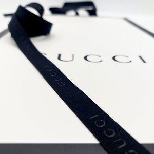 Gucci Large Gift Bag, Dust bag, Ribbon, Black and White Luxury Edition Package